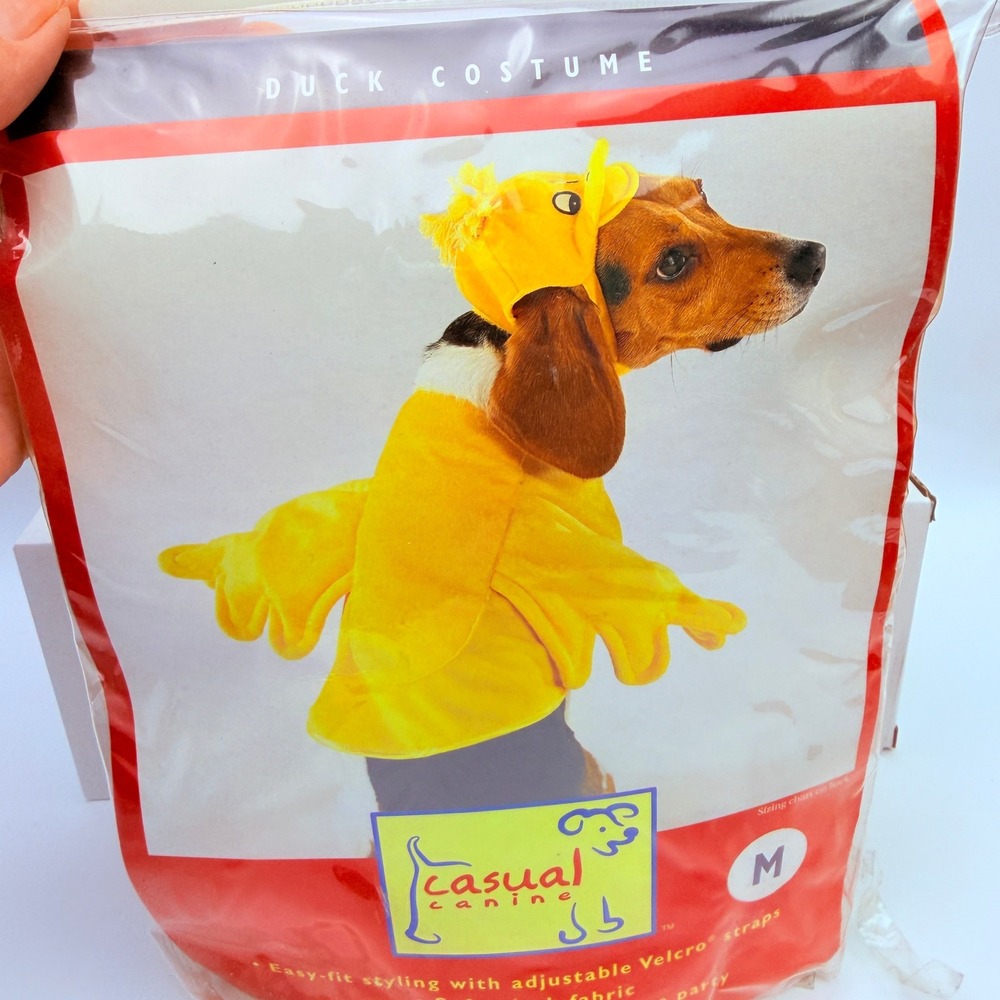 Dog Costume, Duck, Medium Yellow Plush Halloween Bird Outfit Casual Canine